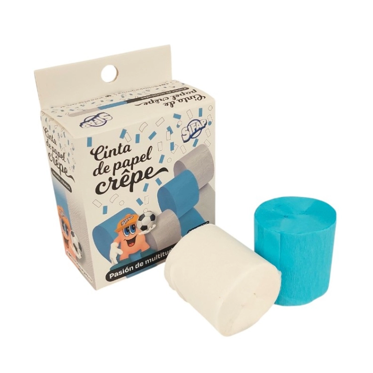Cinta Crepe Sifap Pasion de Multitudes Celeste - Blanco Art.5304